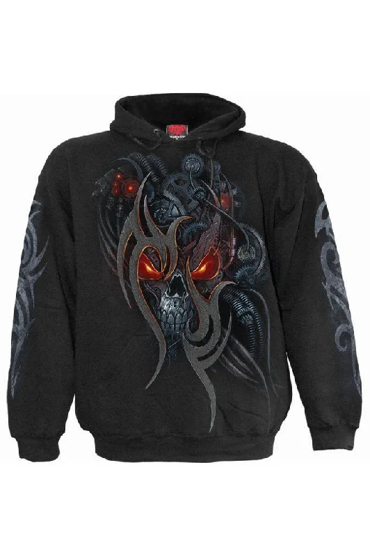 Men's weather-resistant hoodie-Steampunk Skull - Hoody Black