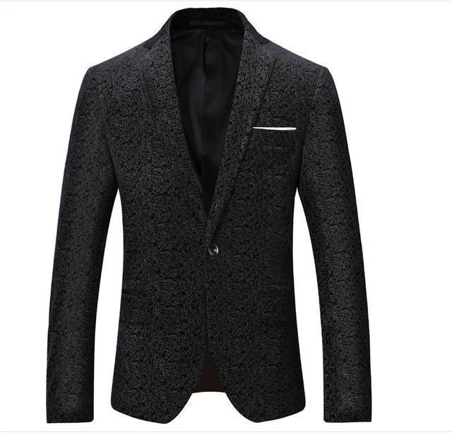 Men's wrinkle-resistant bomber jacket-Fashion Blazer Men's One Button Blazer Black