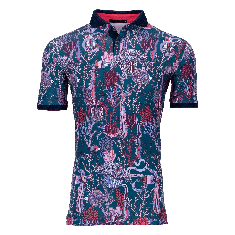 Men's sporty gym polo shirt-Underwater Forest Polo