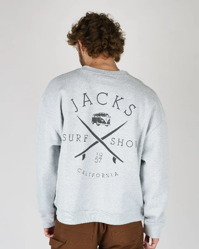 Men's fleece sweatshirt-Bus Stop Heavyweight Crewneck - Grey