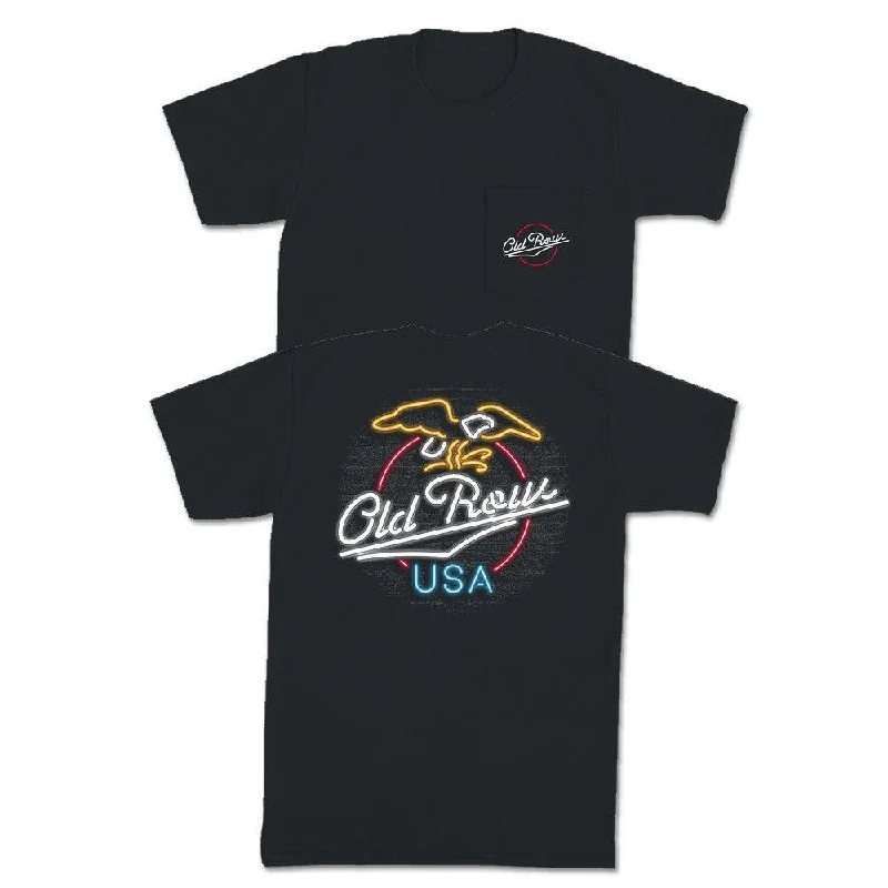 Men's funny t-shirt-USA Eagle Neon Pocket Tee