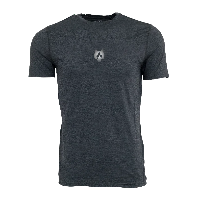 Men's fair trade t-shirt-Crimson Fire Wolf Guide Sport Tee