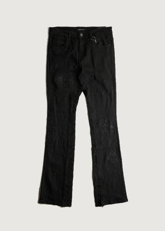 Men's antibacterial casual wear pants-Urie Flare Denim (Black)