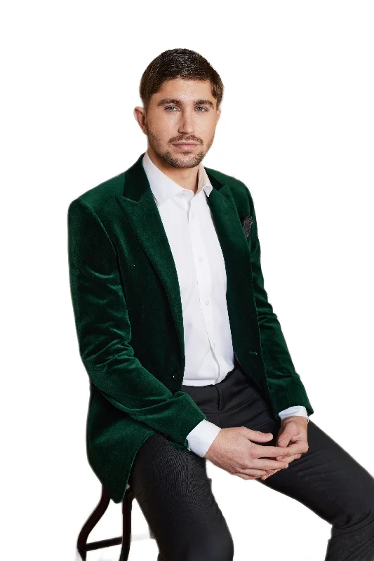 Men's sporty fleece jacket-Savile Row Velvet Peak Lapel Formal Jacket