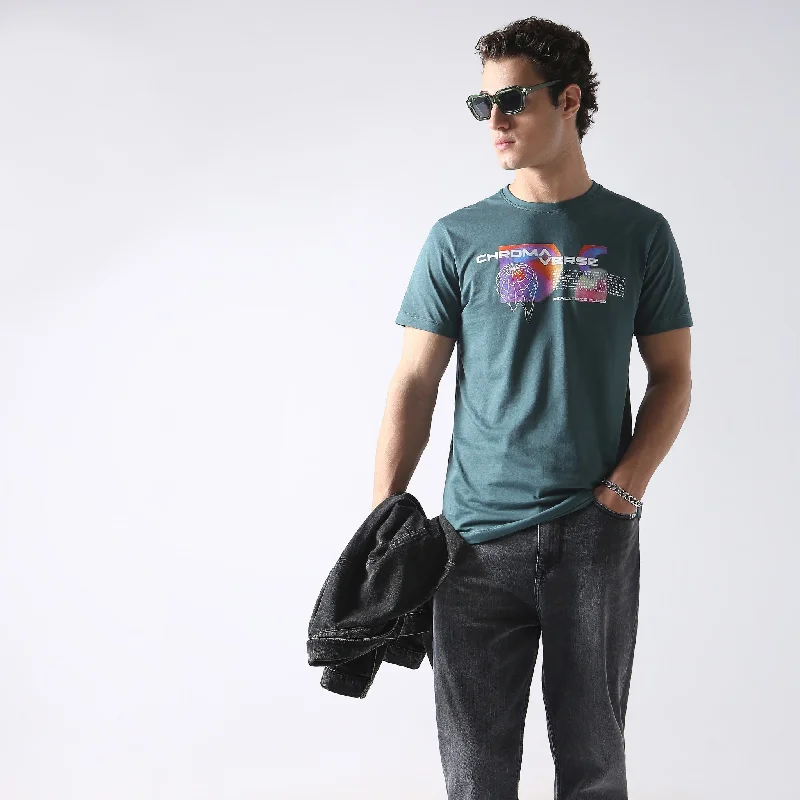 Men's travel t-shirt-Large Graphic Tees - Cotton Jersey Regular Fit T-Shirt # Value Price