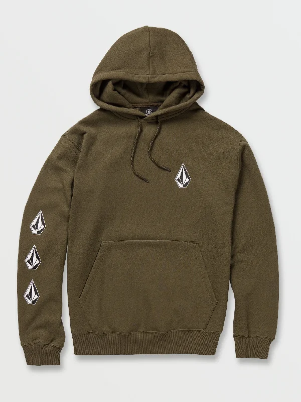 Men's wrinkle-resistant hoodie-Iconic Stone Pullover Hoodie - Military