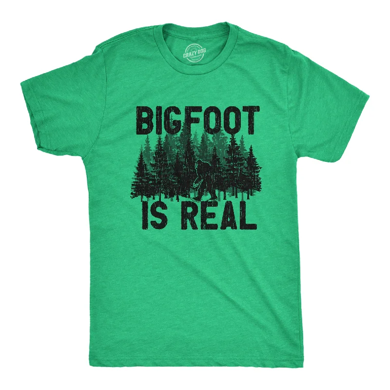 Men's logo t-shirt-Bigfoot Is Real Men's T Shirt