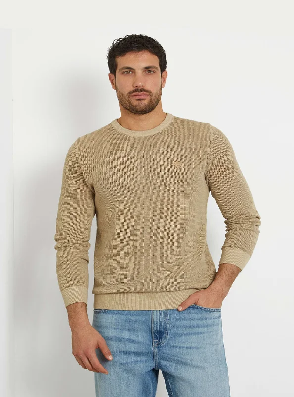 Men's loungewear sweatshirt-Beige Casey Knit Jumper