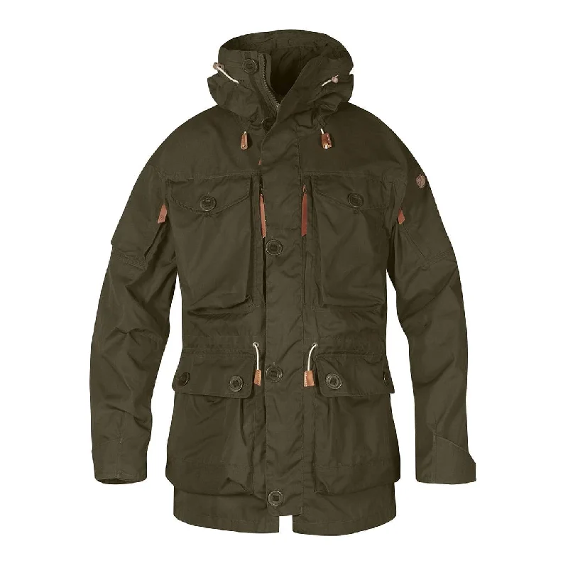 Men's organic leather jacket-Fjallraven Smock No 1 Dark Olive