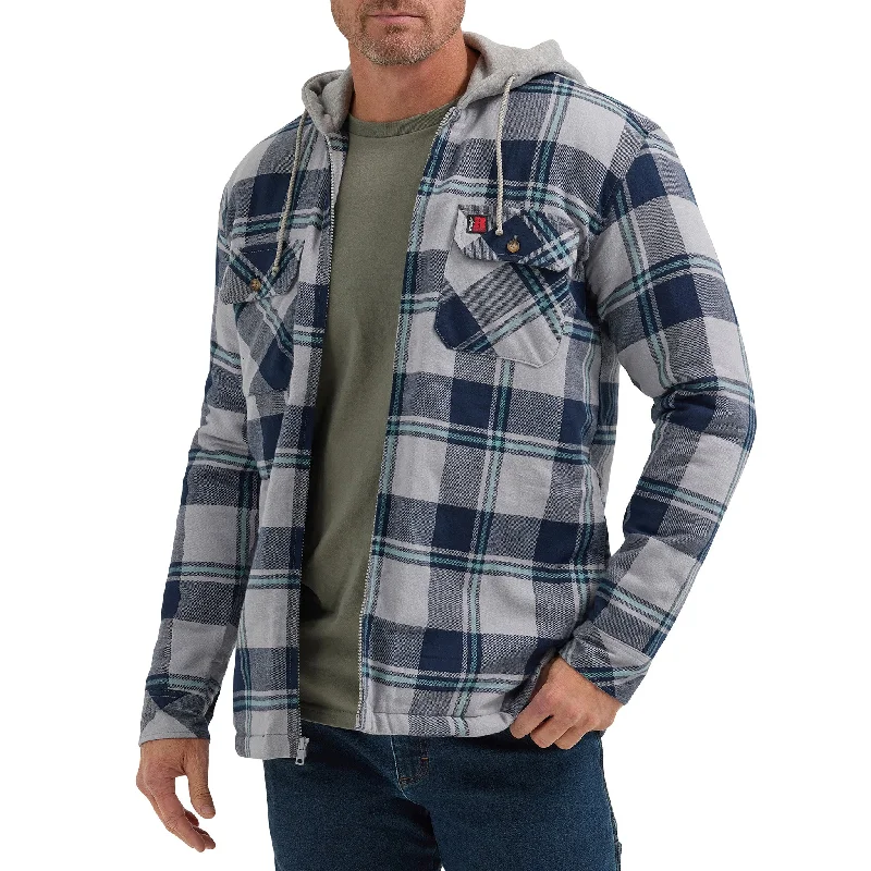 Men's comfortable leather jacket-Wrangler Men's Flannel Hooded Jacket