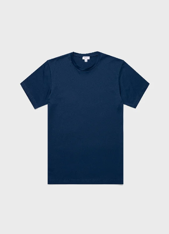 Men's muscle t-shirt-Men's Riviera Midweight T-shirt in Naval Blue