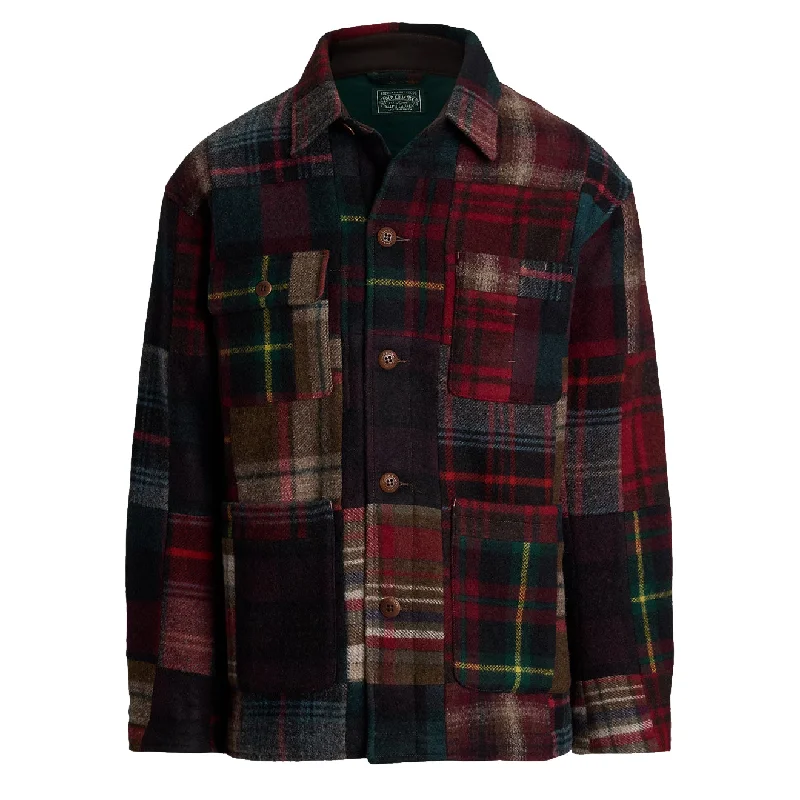 Men's eco-friendly utility coat-Polo Ralph Lauren Plaid Patchwork Wool Jacket Multi Patchwork