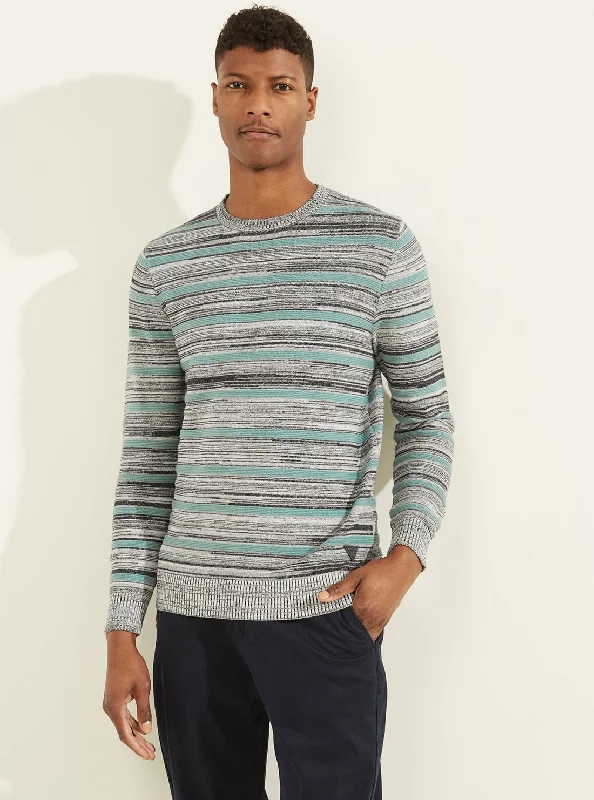 Men's fall sweatshirt-Blue Napier Mouline Stripes Jumper