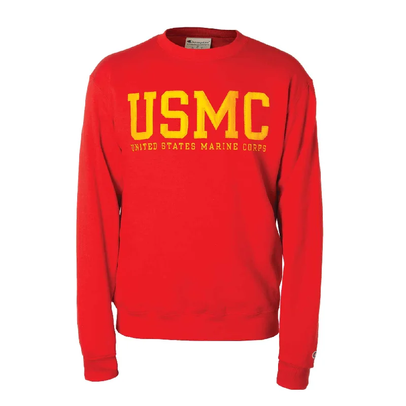 Men's gym sweatshirt-Champion USMC Satin Twill Appliqué Crew