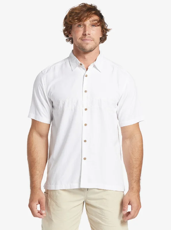 Men's fashionable travel wear shirt-Quiksilver Short Sleeve Men's Woven Shirts Waterman