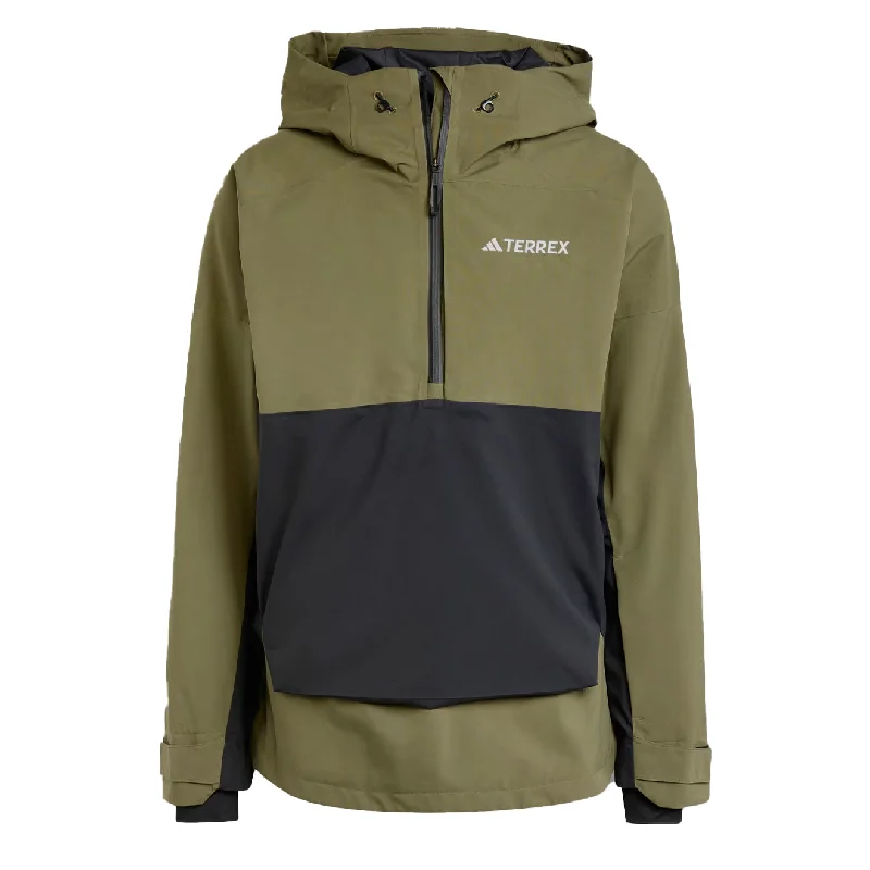 Men's sustainable bomber coat-Adidas Terrex Xperior 2L Lined Rain.RDY Anorak Olive Strata / Black