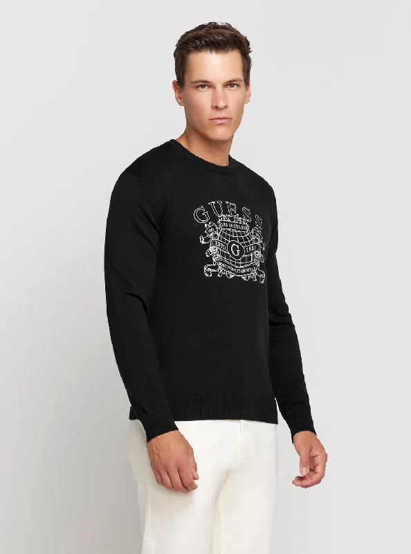 Men's quick-dry sweatshirt-Eco Black Britton Logo Jumper