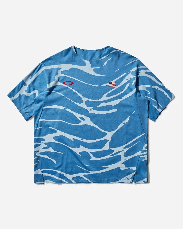 Men's fitted t-shirt-Men's Team USA Surfing Graphic T-Shirt Waves Blue