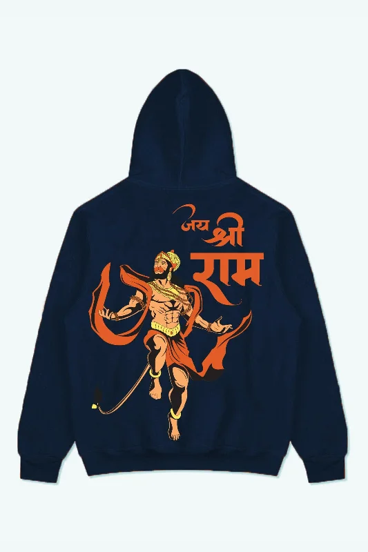 Men's versatile hoodie-Jai Shree Ram Hanuman Ji Hoodie (Navy Blue)