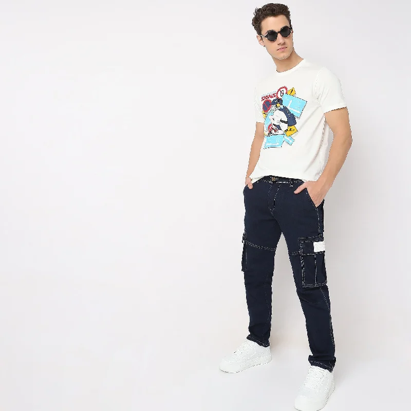 Men's stylish t-shirt-Large Graphic Tees - Cotton Jersey Regular Fit T-Shirt # Value Price