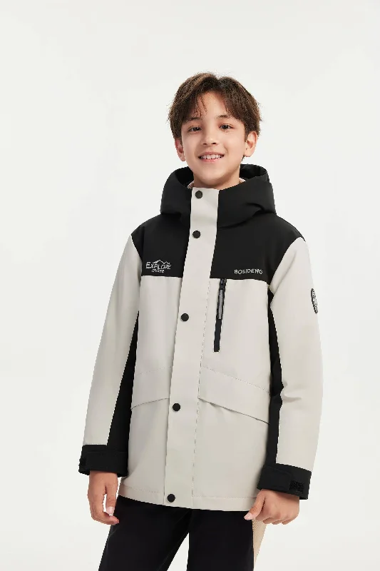 Men's lightweight puffer coat-Kid's 3 in 1 Waterproof Hoody Down Jacket