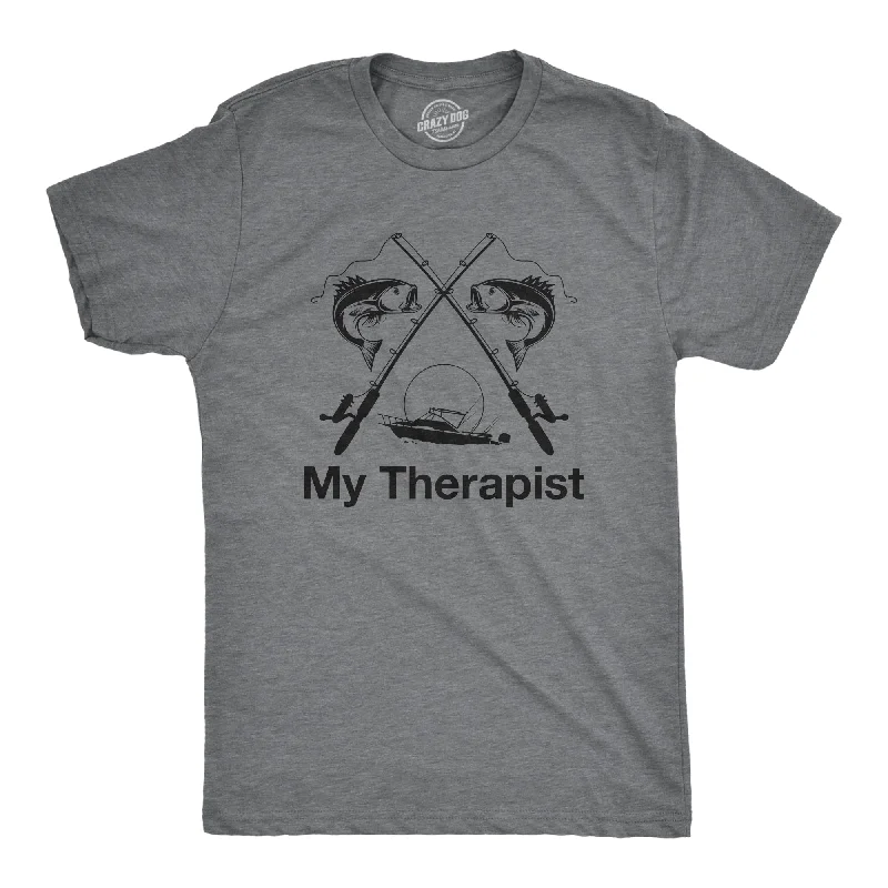 Men's polyester t-shirt-My Therapist Fishing Men's T Shirt