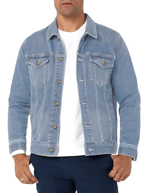 Men's tech-fabric puffer jacket-Neonjacc Men's Denim Jean Jacket with Pockets