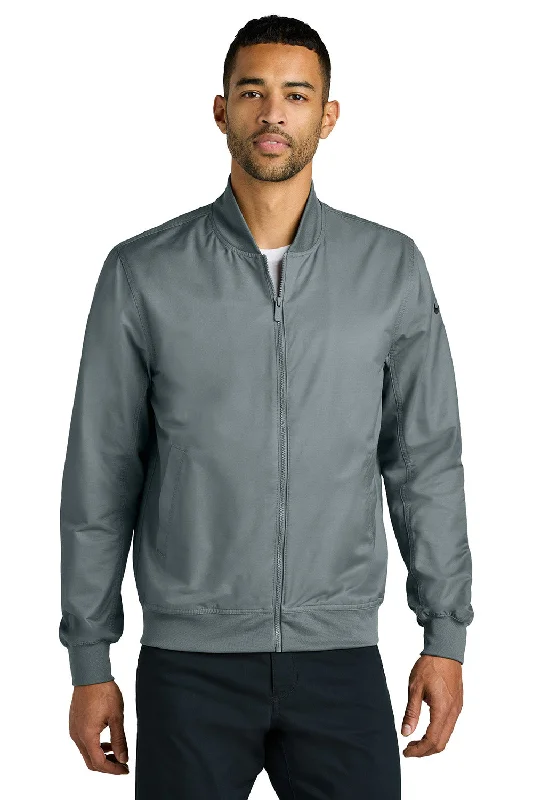 Men's organic leather jacket-Nike Mens Full Zip Bomber Jacket - Cool Grey - New