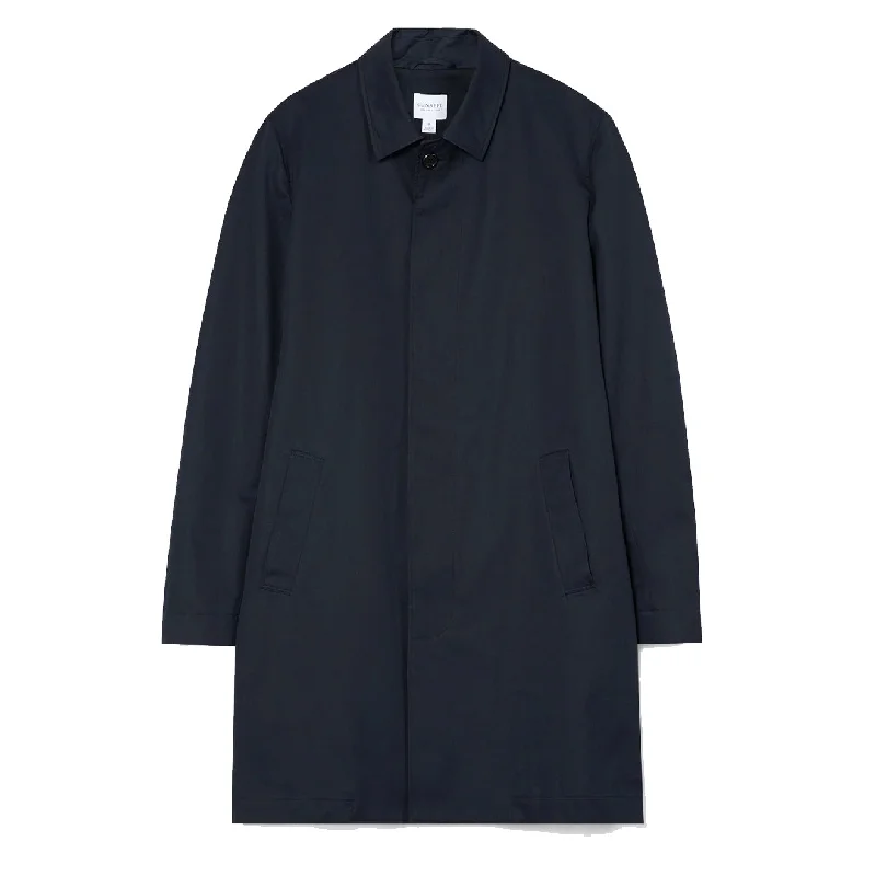 Men's sporty raincoat-Sunspel Mac Navy