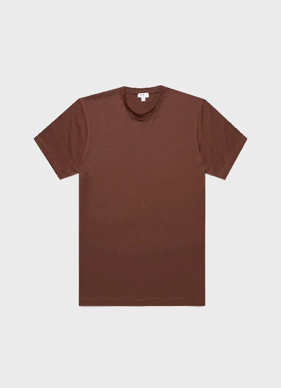 Men's solid color t-shirt-Men's Riviera Midweight T-shirt in Cocoa Brown