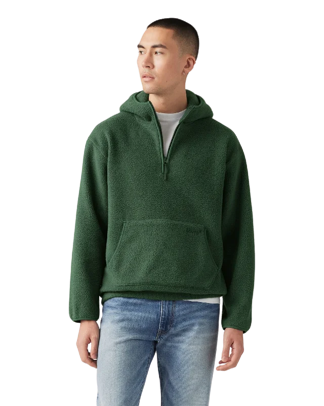 Men's lightweight hoodie-Sherpa Pullover Hoodie in Python Green