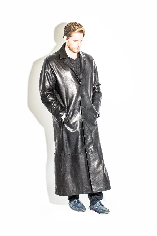 Men's wrinkle-resistant softshell jacket-Men's Black Label Library Collection Full Length Trench Coat