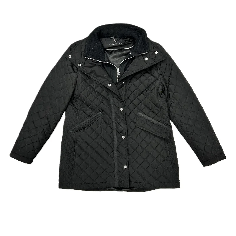 Men's wrinkle-resistant bomber jacket-Jacket Puffer & Quilted By Calvin Klein In Black, Size: L