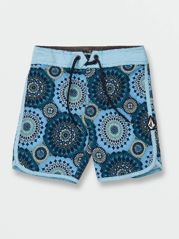 Men's organic cotton shorts-Little Boys Barnacle Scallop Mod Trunks - Navy