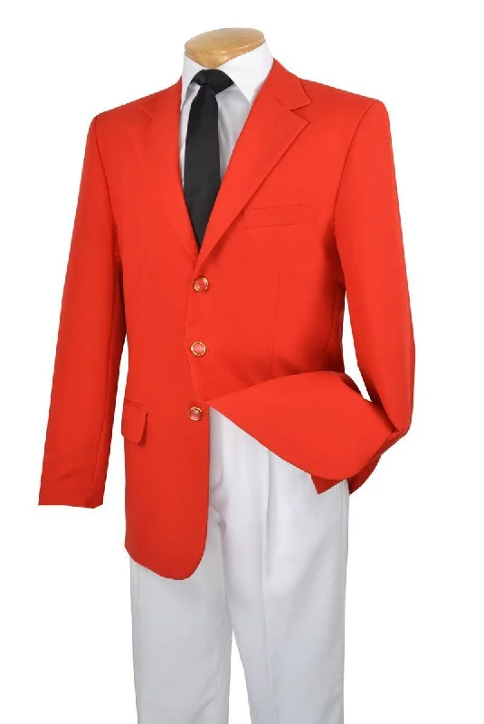 Men's quick-dry field jacket-Men's Single Breasted Blazer Three Buttons by Vinci Color Red