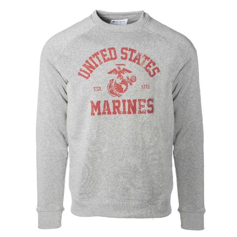 Men's streetwear sweatshirt-Champion USMC Fleece Crew