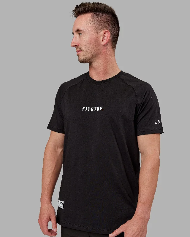 Men's patterned t-shirt-Fitstop Fast FLXCotton Tee - Black-White