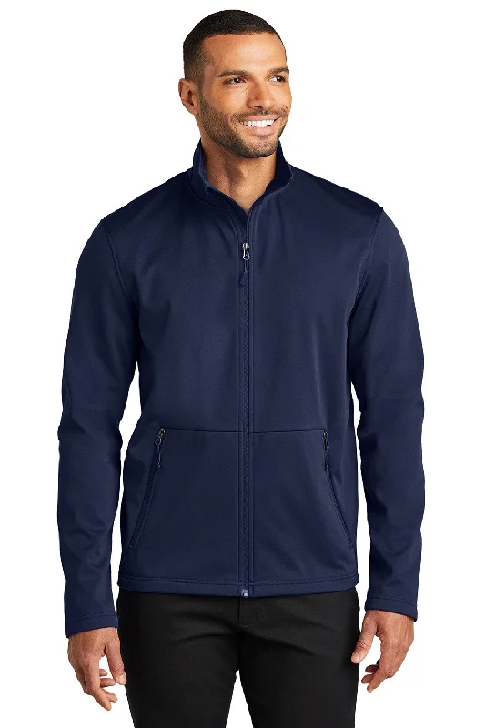 Men's ultra-breathable trench coat-Port Authority Mens Flexshell Water Resistant Full Zip Jacket - True Navy Blue - New