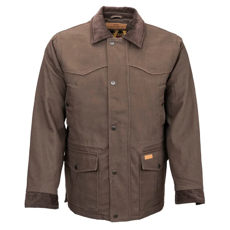 Men's sporty utility jacket-Outback Trading Men's Cattleman Brown Jacket