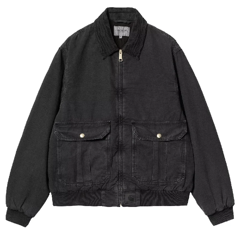 Men's pre-washed utility jacket-Carhartt WIP Stanton Jacket Black / Black Stone Dyed