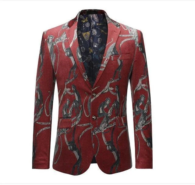 Men's quick-dry anorak-Men's Blazer Party Blazer Slim Fit Printed Blazer