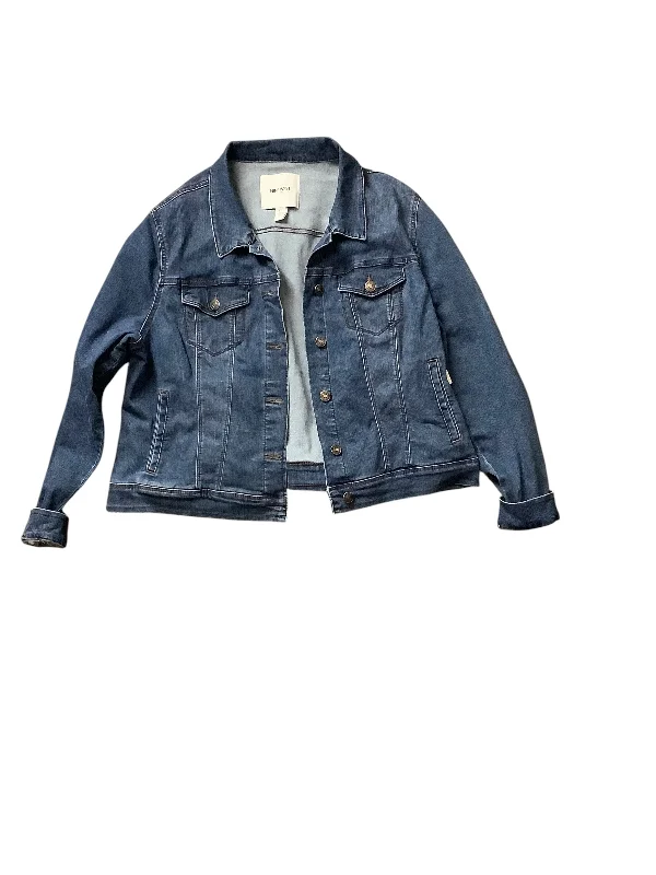 Men's tech-fabric leather jacket-Jacket Denim By Nine West In Blue, Size: Xxl