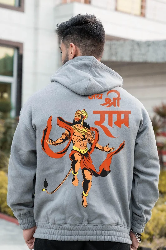 Men's high-stretch hoodie-Jai Shree Ram Hanuman Ji Hoodie (DARK GREY)