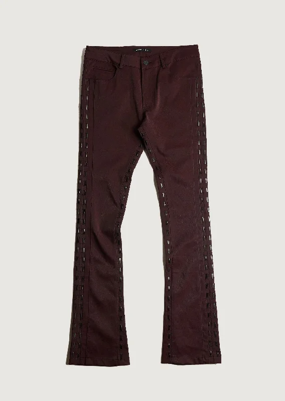 Men's pre-shrunk travel pants-Mills Flare Denim (Burgundy)