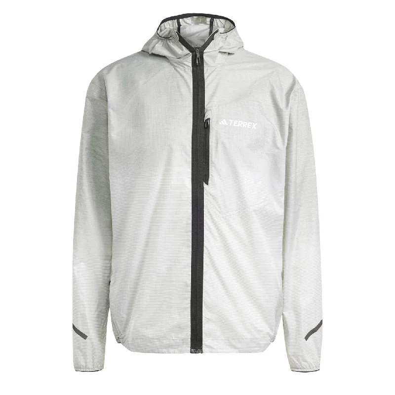 Men's wrinkle-free utility jacket-Adidas Terrex Xperior Light Windweave Jacket Silver Green