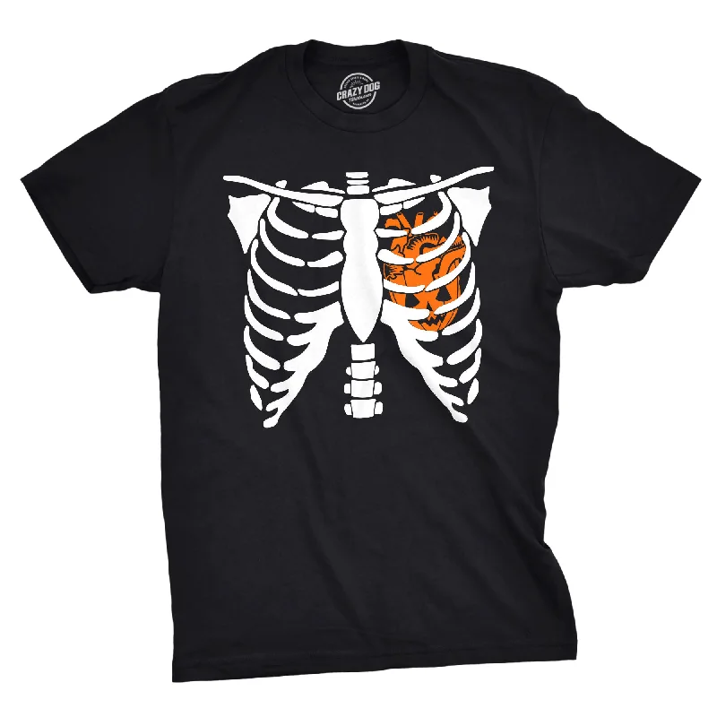 Men's retro t-shirt-Pumpkin Heart Rib Cage Men's T Shirt