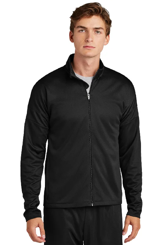 Men's wrinkle-free leather jacket-Sport-Tek Mens Moisture Wicking Travel Full Zip Jacket - Black - New