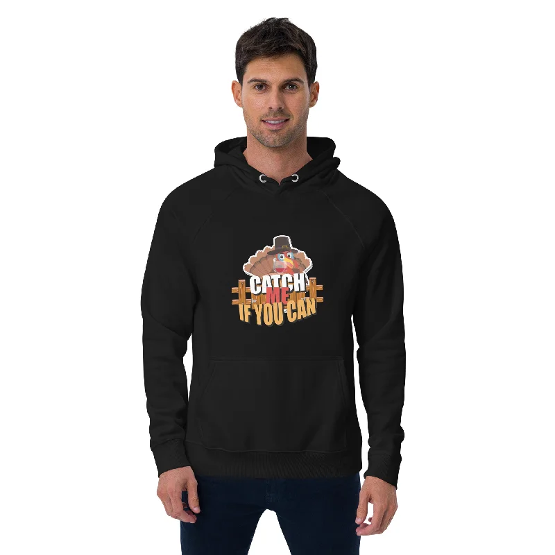 Men's naturally breathable hoodie-Catch Me If You Can Graphic Men Eco Raglan Hoodie