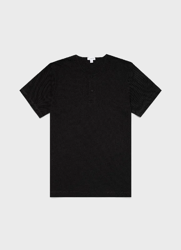 Men's vintage t-shirt-Men's Riviera Henley in Black