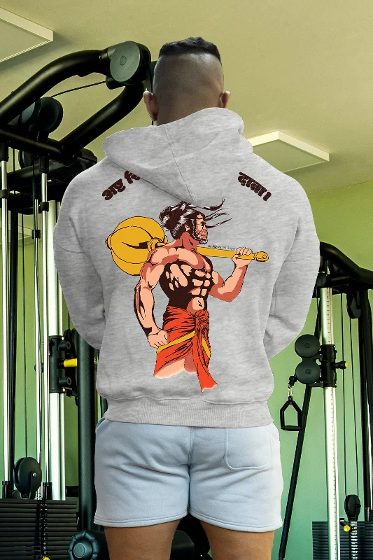 Men's comfortable hoodie-THE SON OF ANJANA LORD HANUMAN HOODIE (GREY MELANGE)